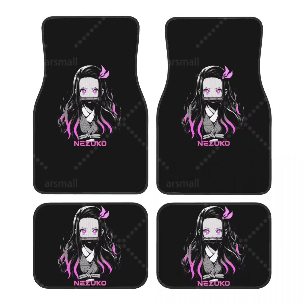 Mignon Nezuko tapis de sol de voiture ensemble de 4 pièces universel Auto avant et arrière antidérap