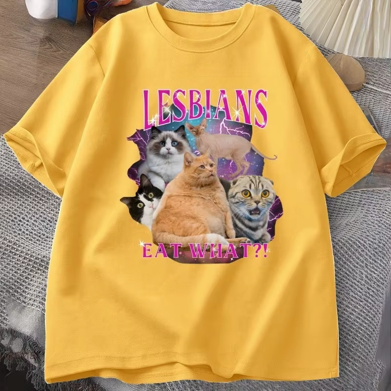 T-shirt Fierté Lesbienne Gay LGBTQ, T-shirt drôle « Les lesbiennes mangent ce que les chats mangent 
