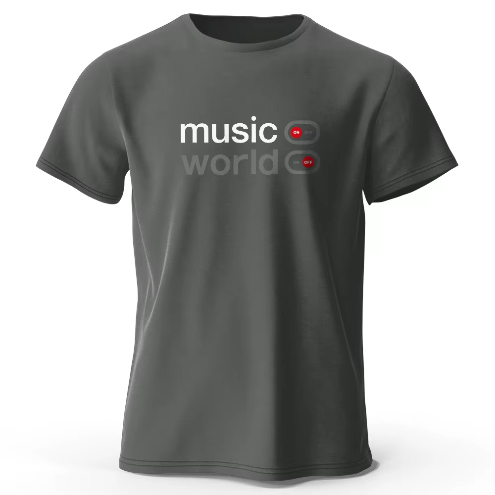 T-Shirt imprimé Music World pour hommes et femmes, 100% coton, surdimensionné, classique, graphique 