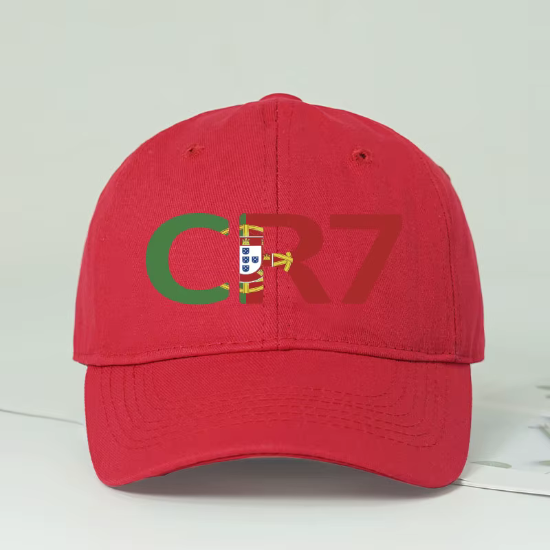 Casquette de baseball noire avec imprimé CR7 Portugal, réglable, unisexe, pour joueur de football, c