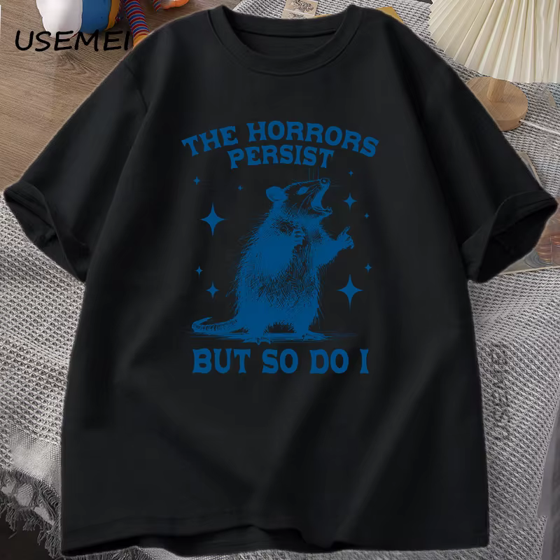 Les horreurs persistes mais donc faire je t-shirt pour hommes femmes rétro Opossum t-shirt drôle san