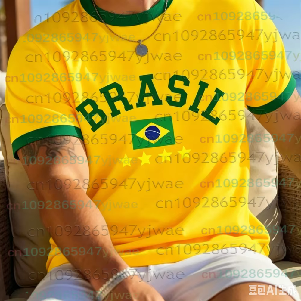 Nouveaux Maillots de Football Brésil 2026 pour Hommes – T-shirts Classiques God Brazil à Manches Cou