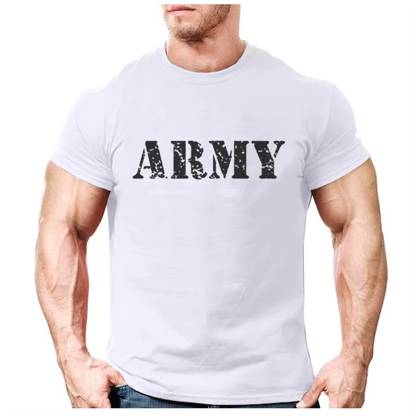 2021 Mode ARMY Lettre Logo Imprimé T-Shirt homme Décontracté Couleur Unie Exercice Vêtements De Spor