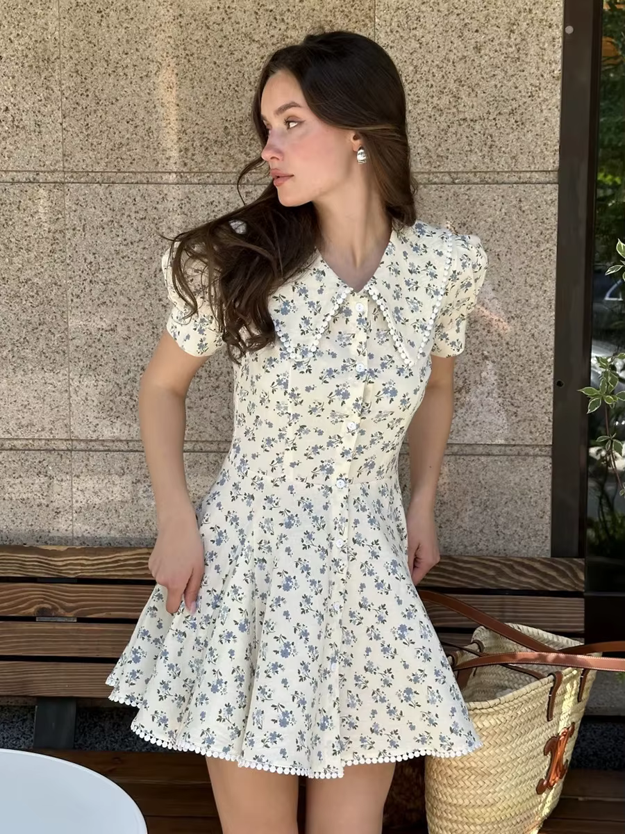 Robe d'été Blubelle 2026 pour femme, nouvelle collection, manches bouffantes, taille cintrée, style 