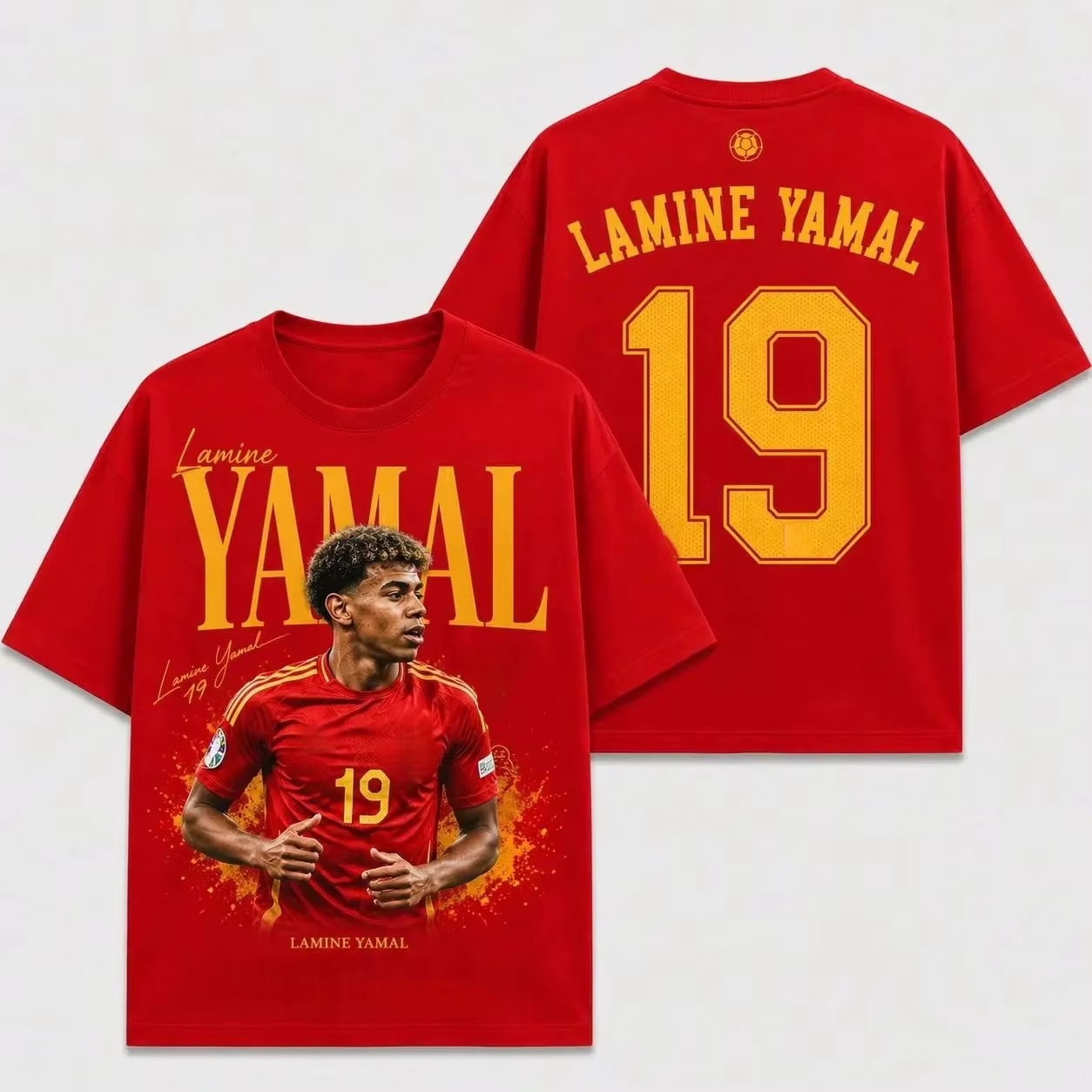 Lamine Yamal Espagne NO.19 T-shirt Homme et Femme Été 100% Coton Vêtements Y2K Mode Haute Qualité Ha