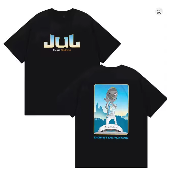 T-shirt graphique Fashion Rapper Jul pour homme, col rond, en coton, manches courtes, motif Orange V
