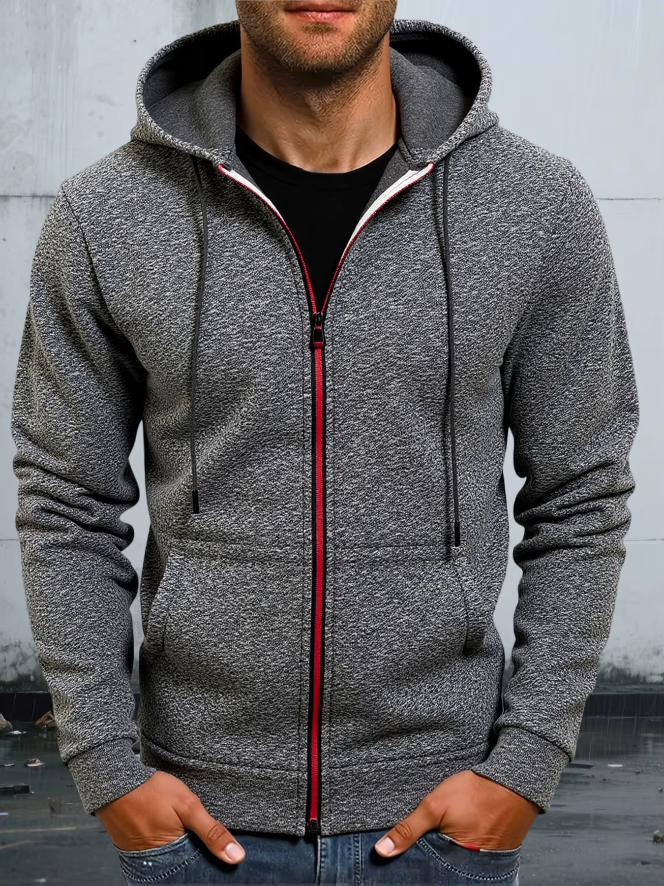 Sweat-shirt à manches longues pour hommes, veste à capuche avec poches zippées, décontracté, athléti