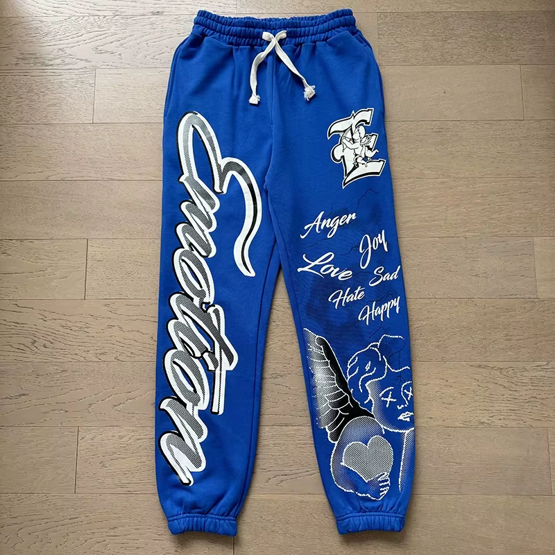 Sweat-shirt à capuche en coton MIXED EMOTION pour homme et femme, imprimé graffiti, noir et bleu, vê