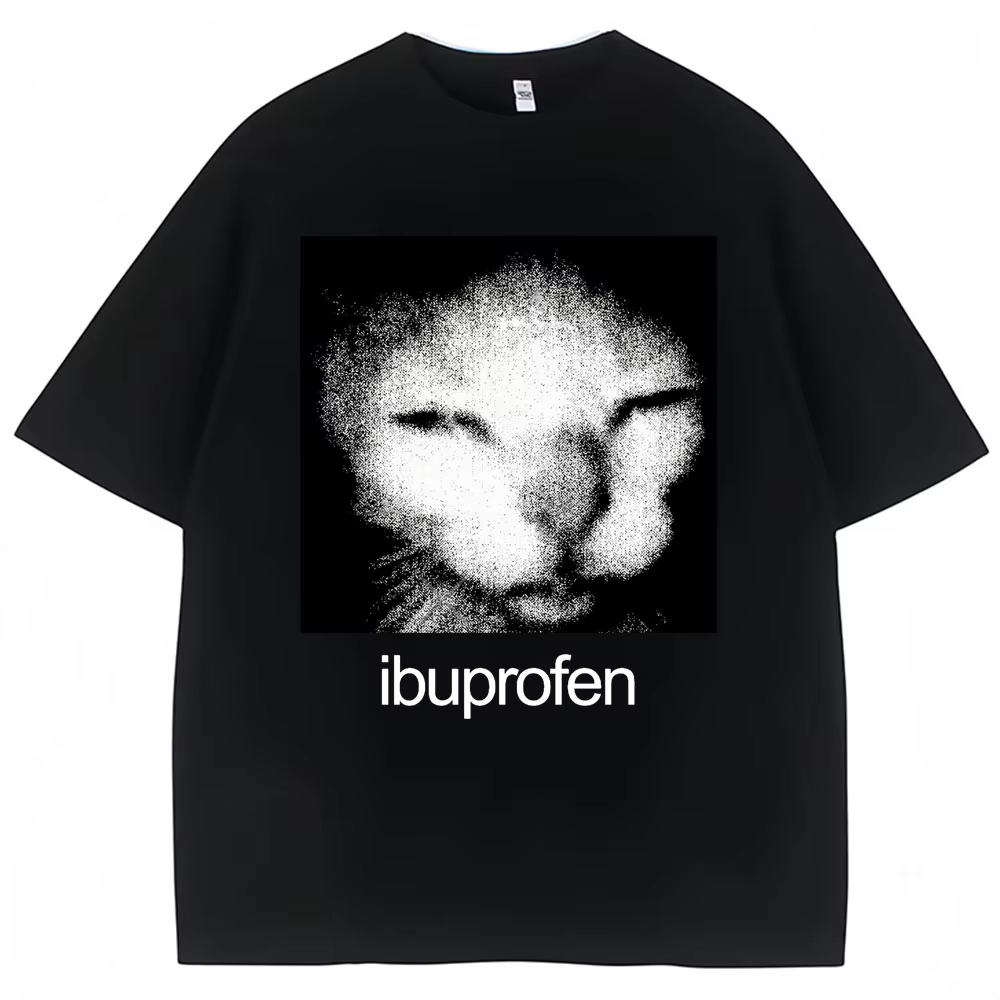 T-shirt graphique vintage amusant avec chat Ibuprofène, humoristique, décontracté, mode, Harajuku