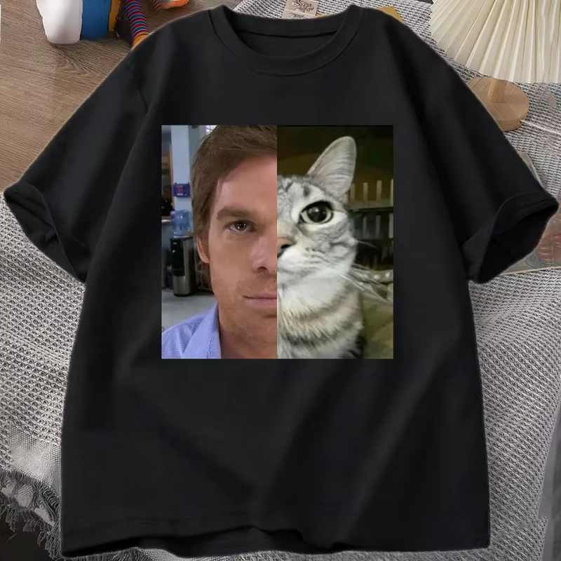 T-shirts Dexter Morgan Cat, T-shirt drôle à manches courtes et col rond, unisexe, mode Harajuku Kawa