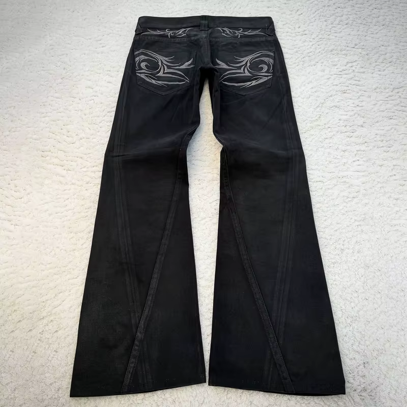 vintage X ray épilation tribal broderie hommes jeans évasés gothique haute rue unisexe punk slim fit