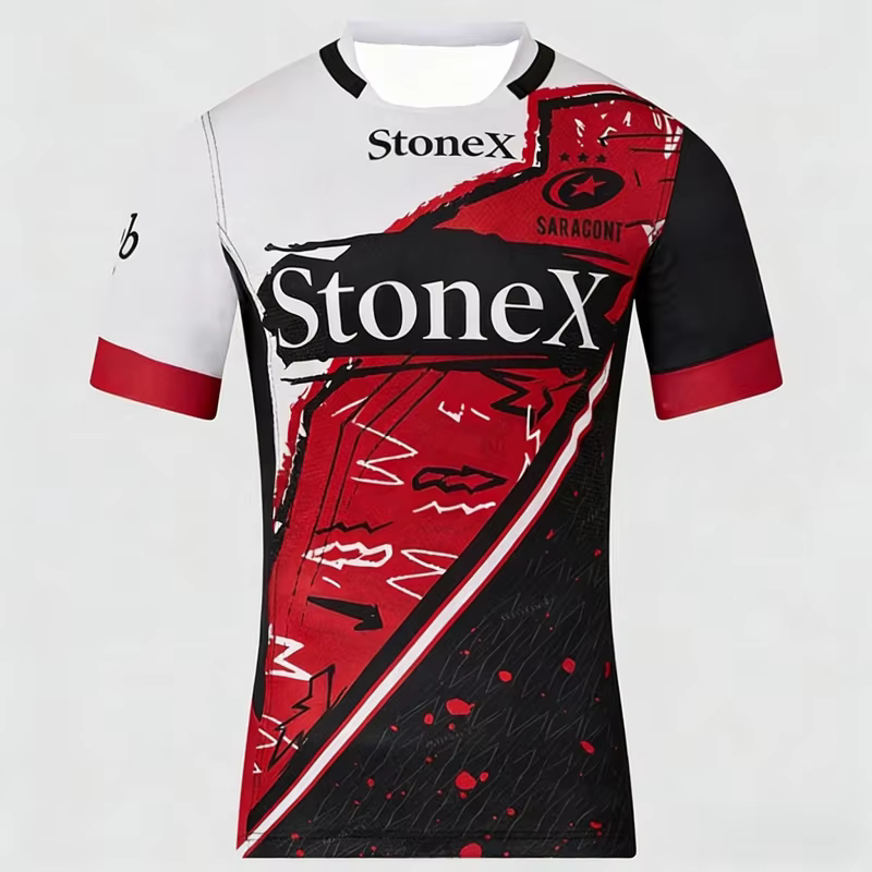 Nouveautés 2026 – Maillot de rugby Saracens Angleterre pour homme – T-shirt de rugby domicile UK à s