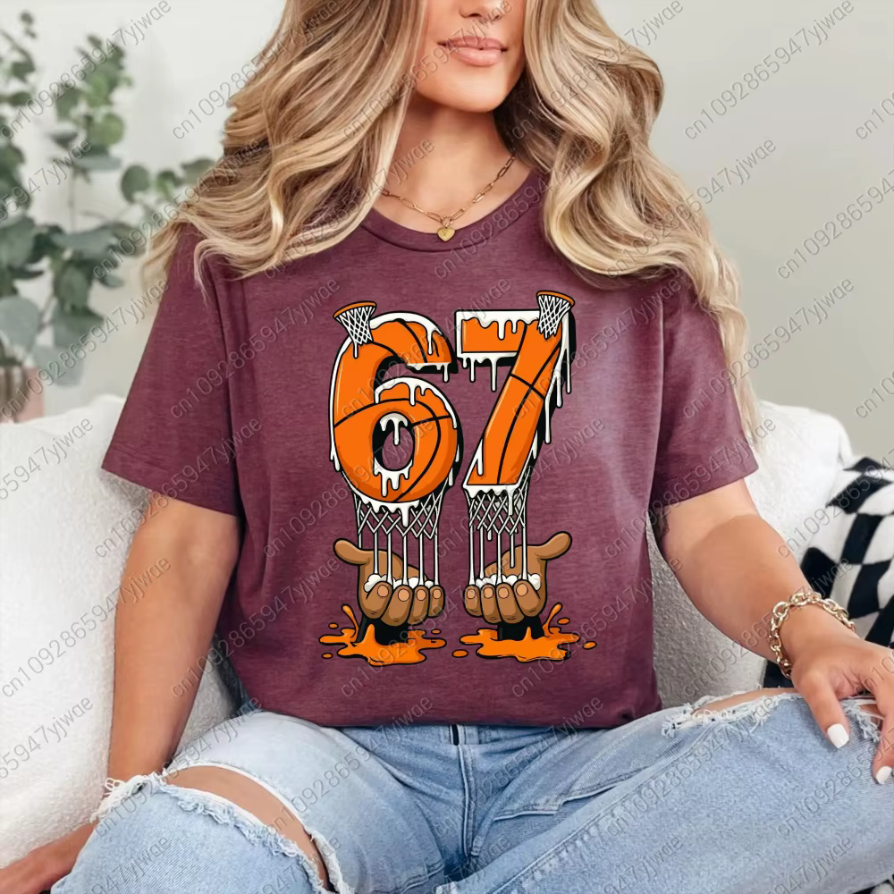 À la mode 67 basket-ball Six sept T-Shirt hommes à manches courtes col rond été nouveau mâle décontr