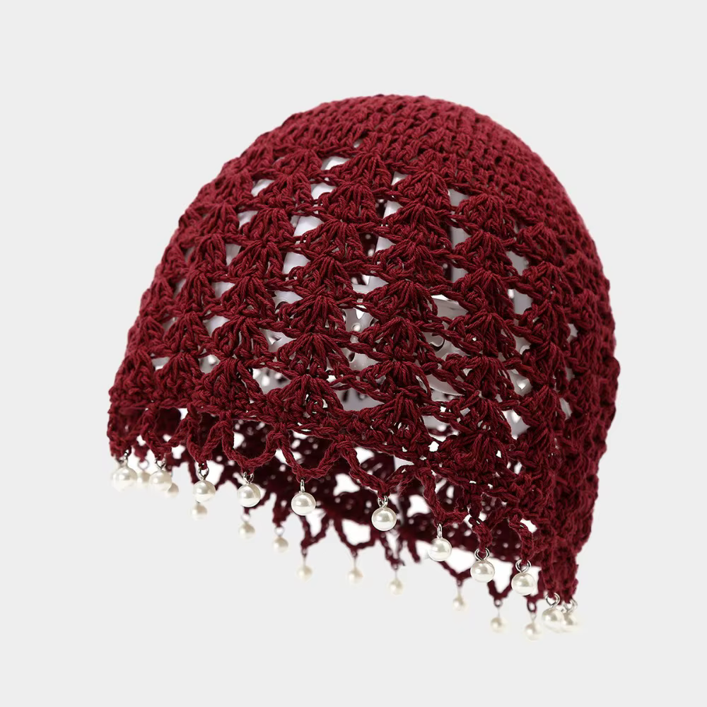 Mignon doux Crochet creux tricoté chapeau Style bohème évider Style ethnique chapeau coréen perles g