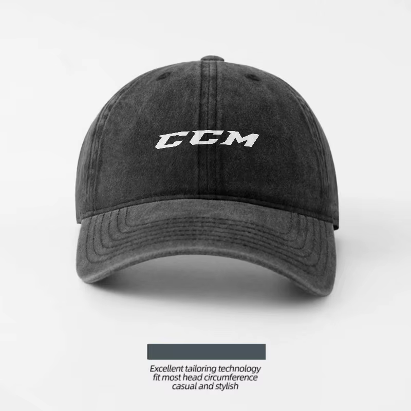 Casquette de baseball en toile délavée avec logo CCM, design respirant, ajustement réglable, style c