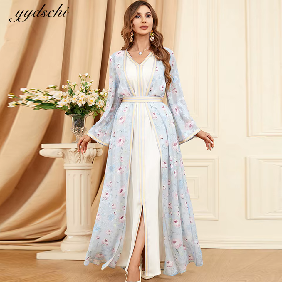 Robes de soirée marocaines 2026 pour femmes, robe de bal coupe trapèze à manches longues avec appliq