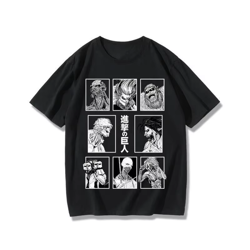 T-shirt à manches courtes pour hommes, attaque sur Titan, Eren Mikasa Corporal Levi, co-marqué, péri