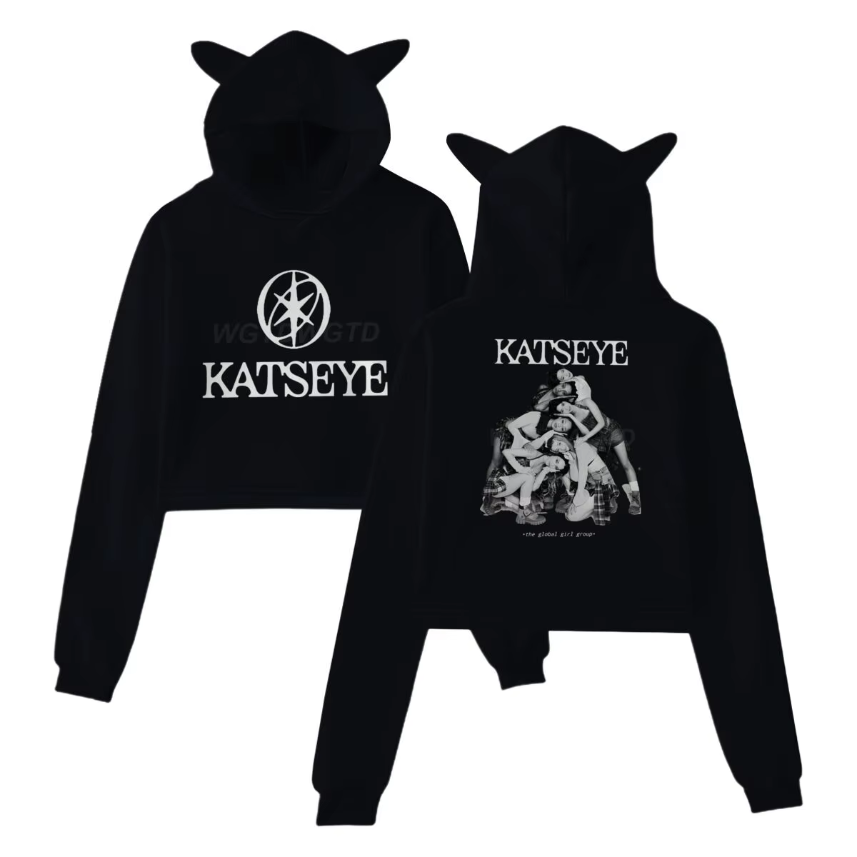 Katseye Tour 2025 Merch sweat à capuche pour filles chat oreille culture pull vêtements décontractés