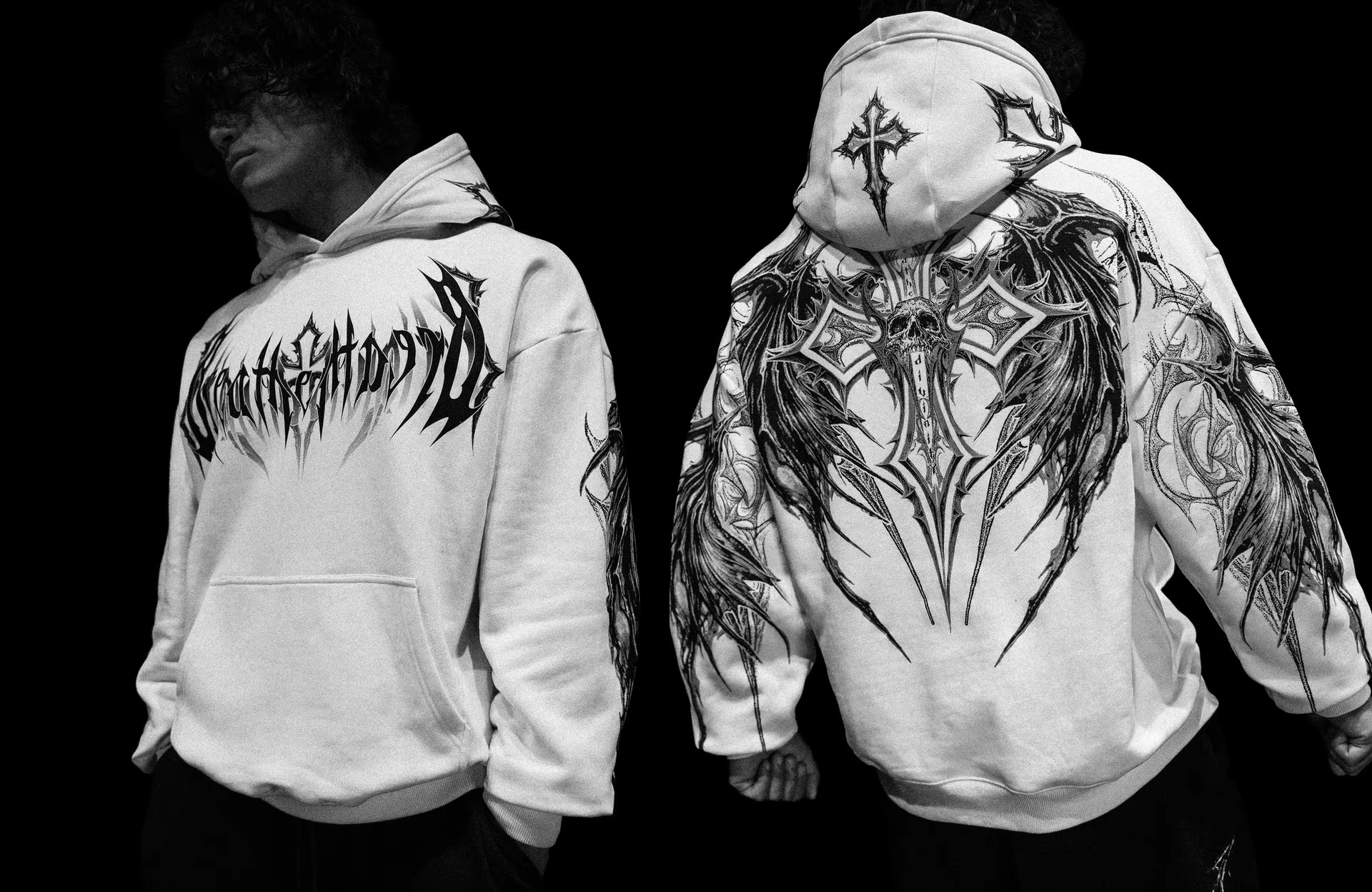 Sweat-shirt à capuche Breathedivinity Dark Wind avec imprimé - Veste au style unique pour un look ré