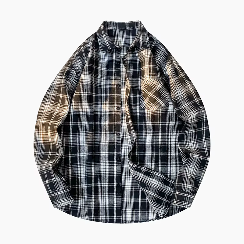 Chemise à carreaux rouge pour homme, chemise à manches longues à col simple boutonnage bleu, nouvell