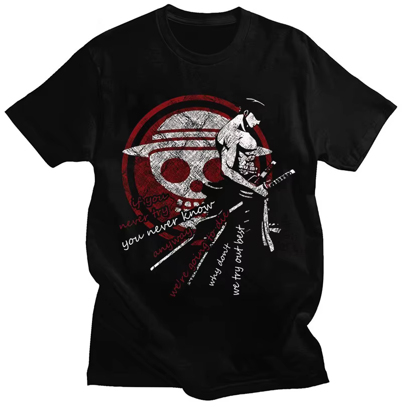 Été Anime une pièce T-shirt Luffy Zoro hommes Cotta col rond sport décontracté ample dessin animé im