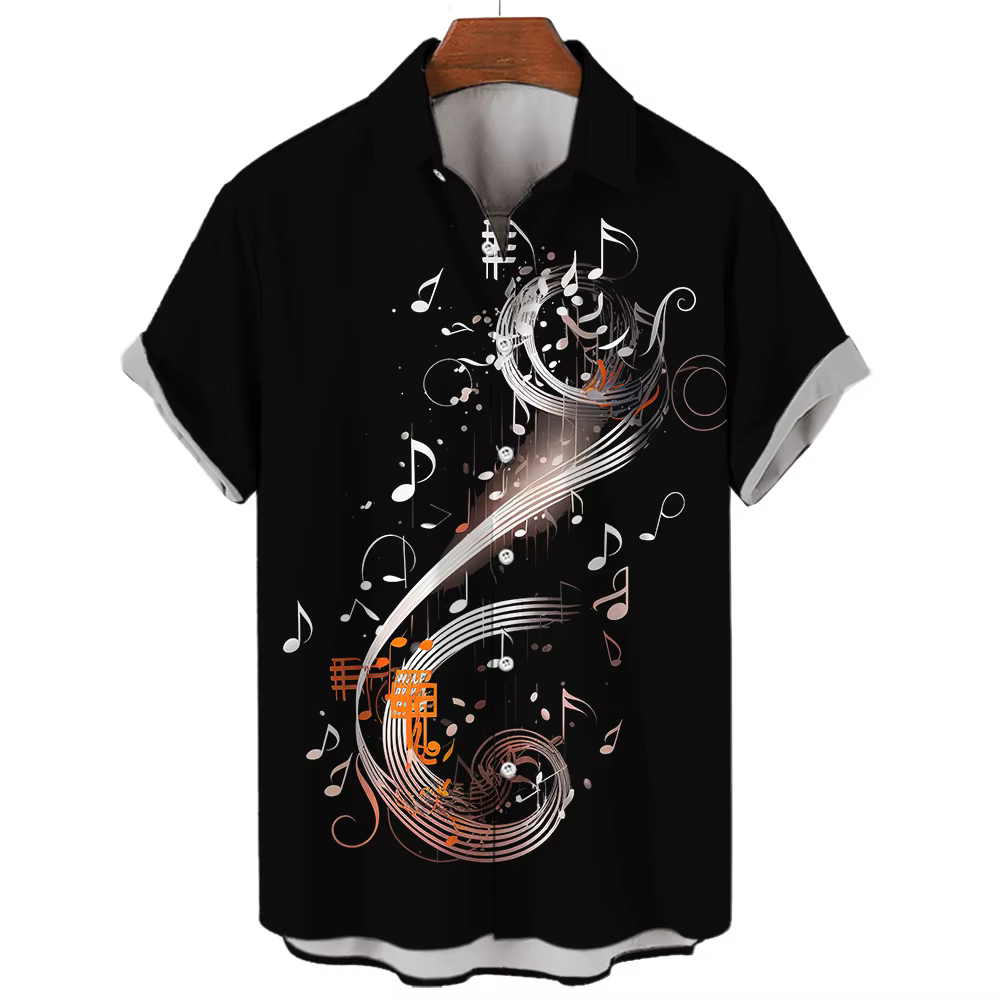 T-shirt musical pour homme, imprimé 3D, motif notation musicale, t-shirts surdimensionnés, streetwea