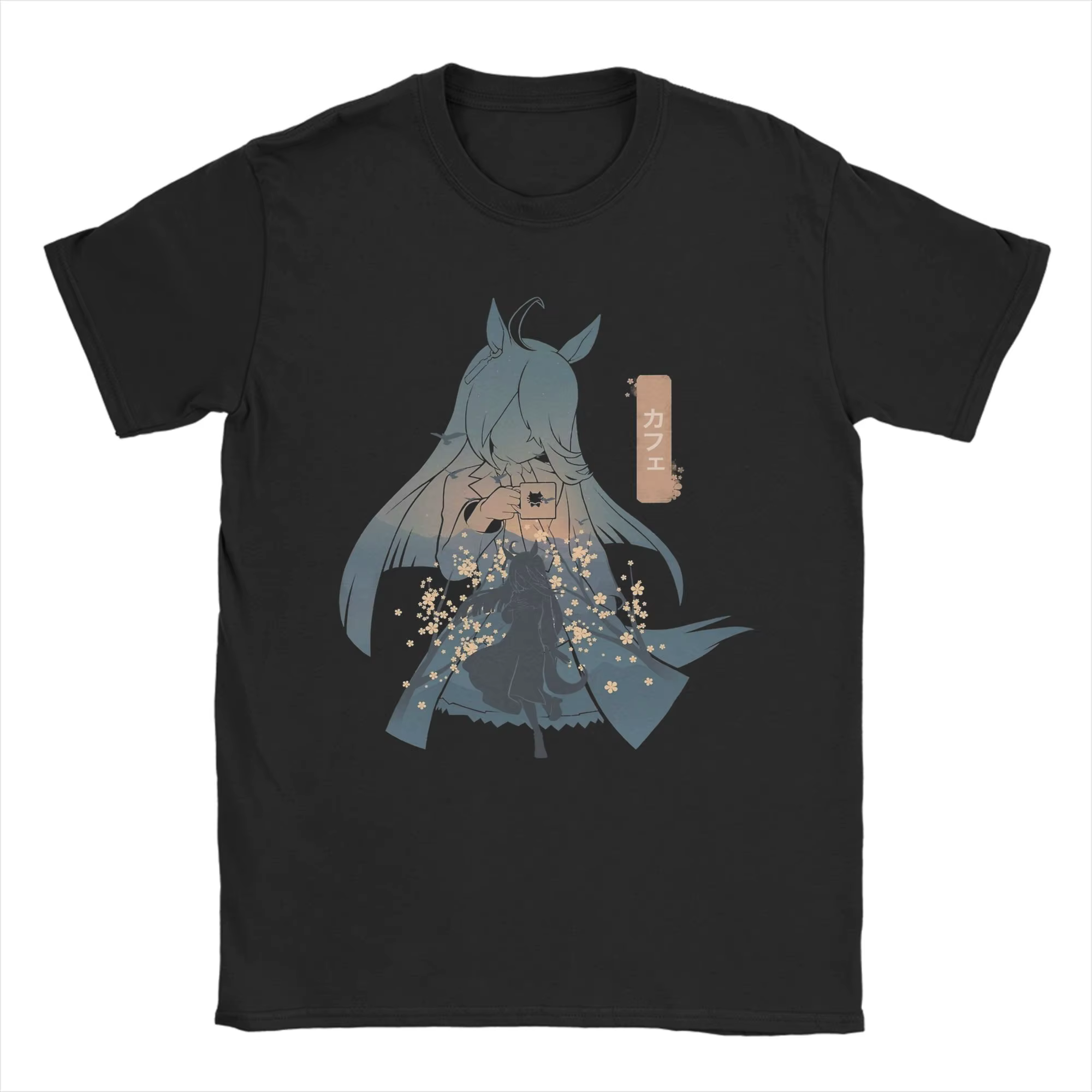 Manhattan Cafe Uma Musume Anime T-Shirts pour hommes, t-shirt en coton à la mode, col rond, manches 