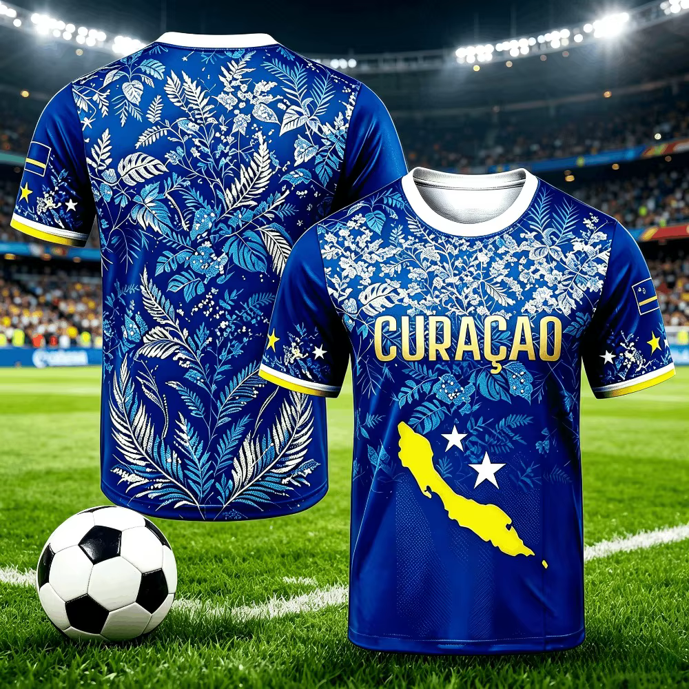 T-shirt de football 3D Curaçao 2026 pour garçons et filles, T-shirt décontracté à manches courtes po