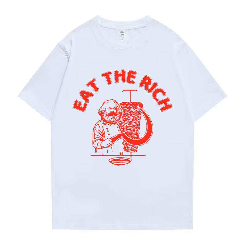 T-shirt décontracté surdimensionné pour hommes et femmes, motif humoristique « Eat The Rich Doner D_