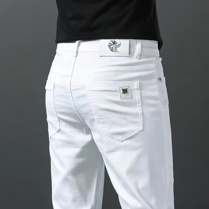 2025 printemps été nouveau 98% coton hommes Slim jean droit décontracté mode crayon pantalon haute q