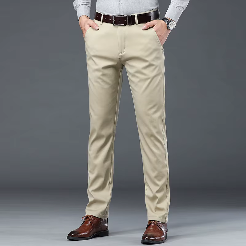 Été mince hommes mince costume pantalon mode affaires décontracté coton vert noir kaki pantalon mâle
