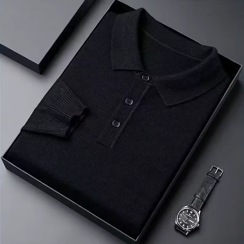 Pull en cachemire pour hommes, 100% laine mérinos, décontracté, ample, POLO tricoté, bas de chemise,