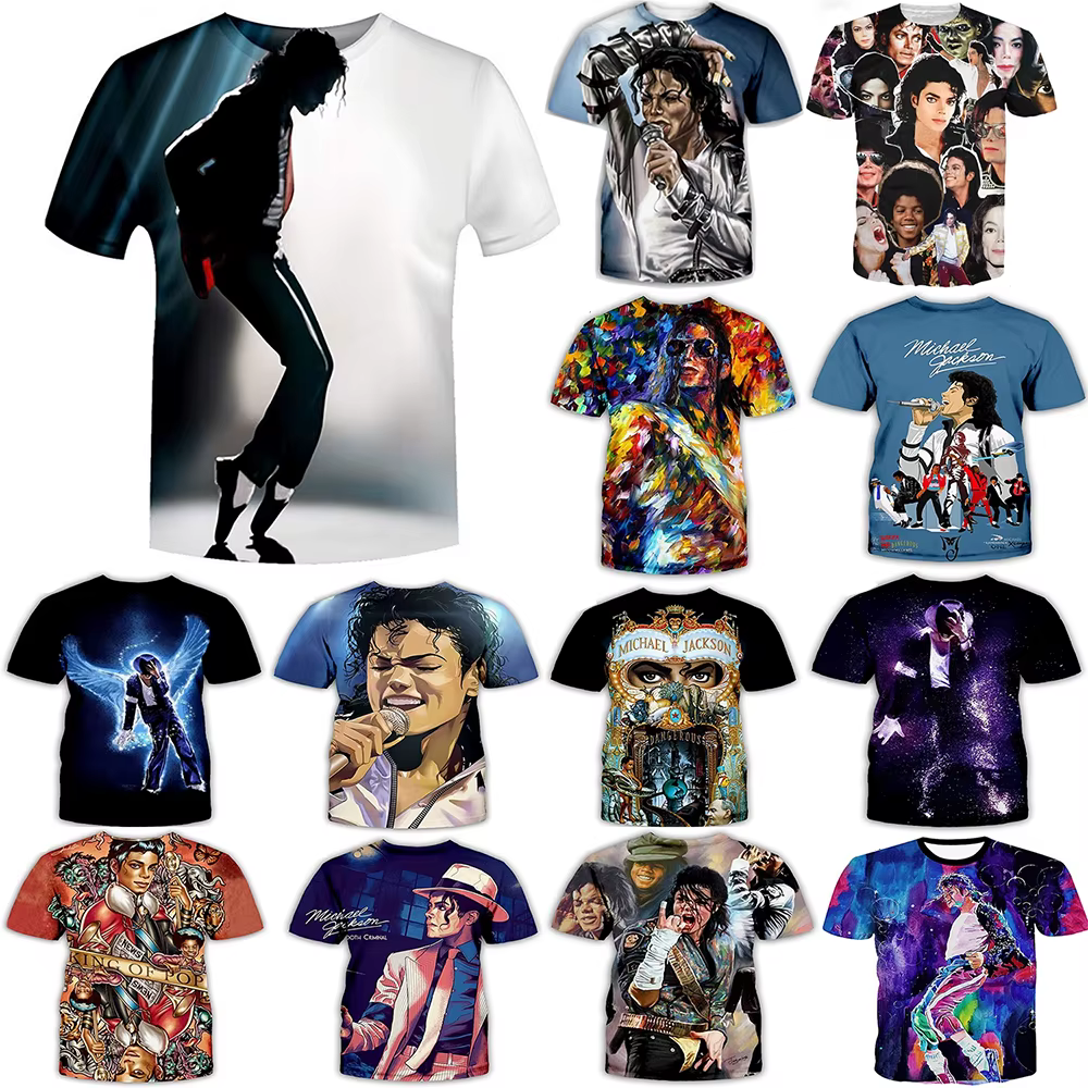 Michael Jackson Hip Hop Singer for Men, Retro Cool Casual Streetwear, Short Sleeves, Harajuku Street