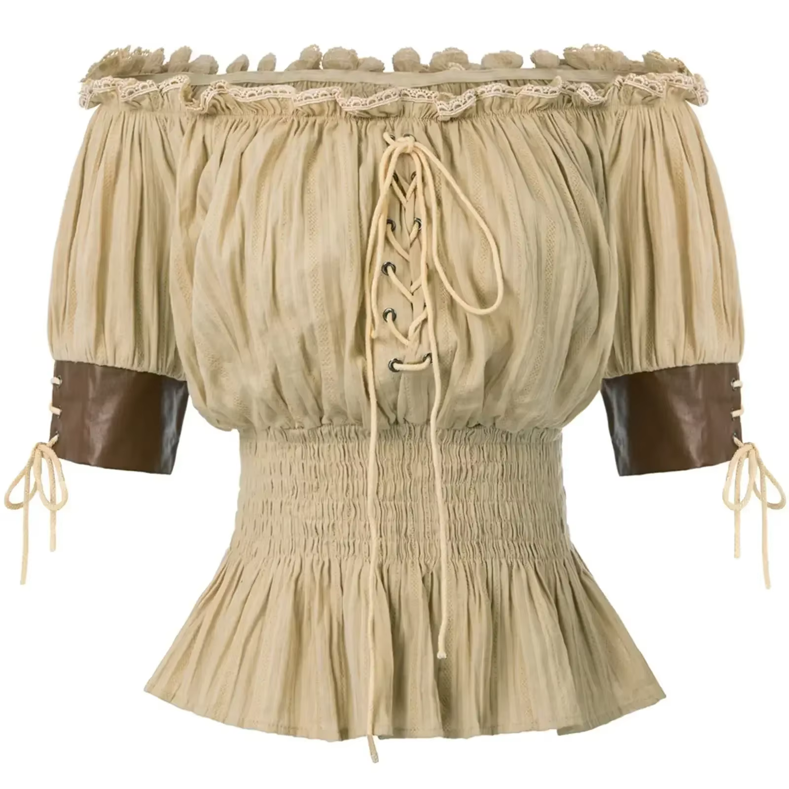 Tenue aristocratique rétro médiévale pour femmes, chemisier Vintage, haut Steampunk, manches victori