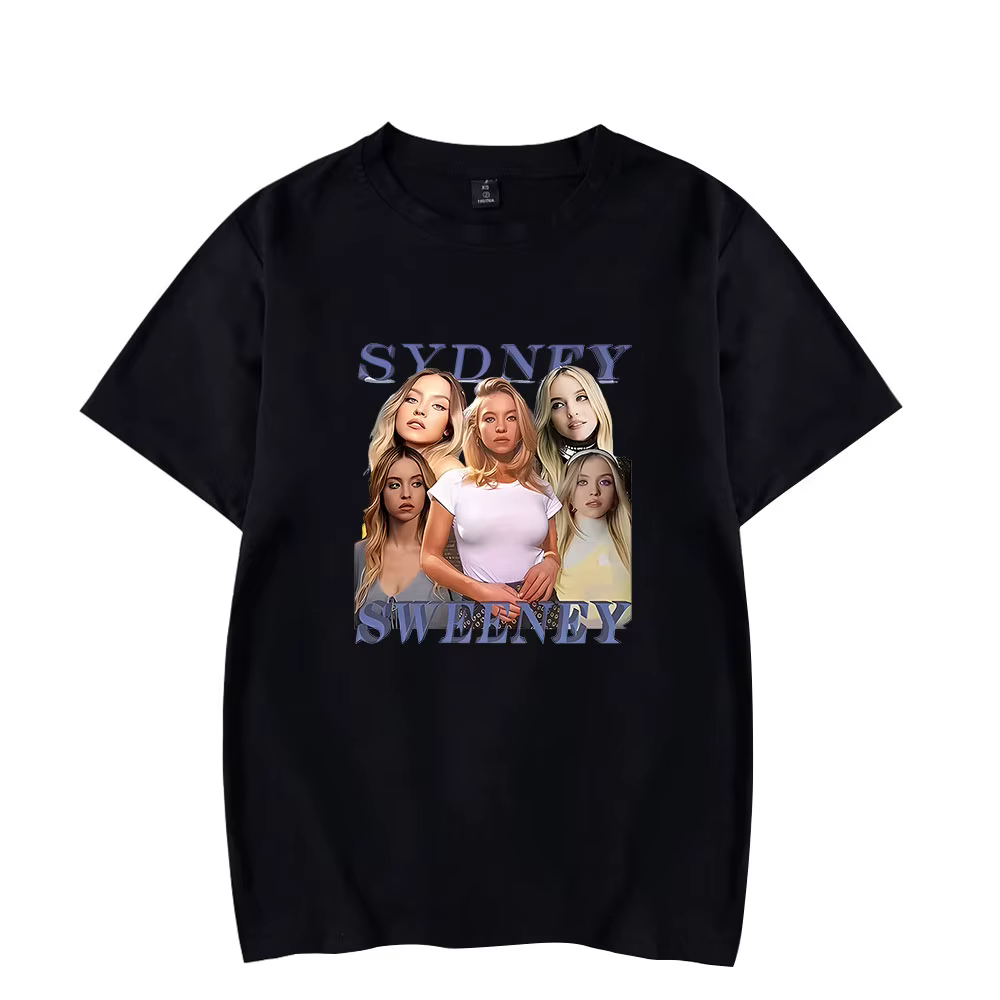Sydney Sweeney-T-shirt à Manches Courtes et Col Ras du Cou pour Homme et Femme, Vêtement Décontracté