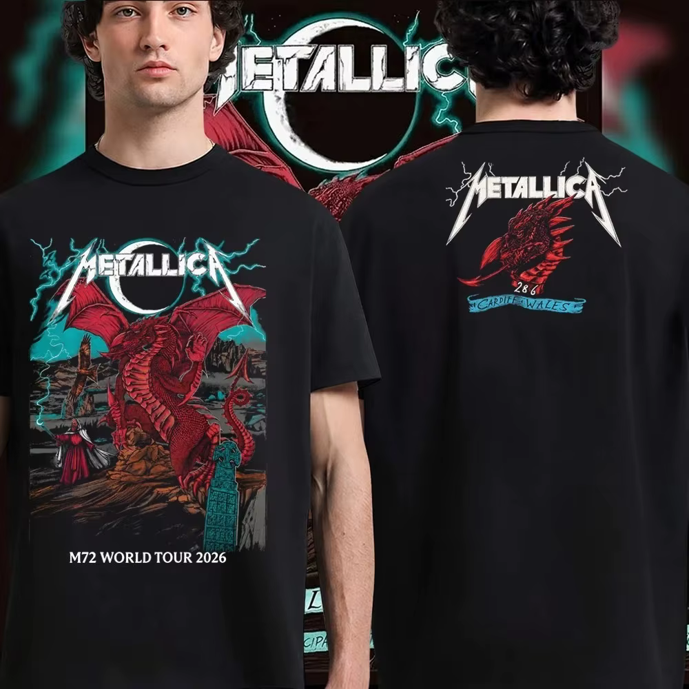 T-shirt Metallica M72 World Tour Red Dragon pour hommes et femmes, chemises d'été 100% coton, haut à