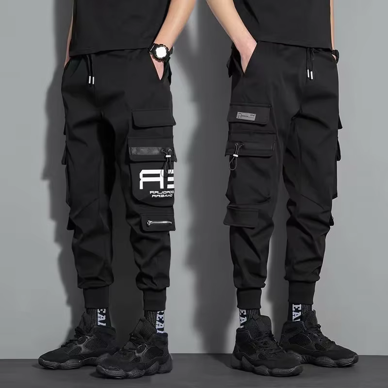 Pantalon Cargo vert armée pour hommes, décontracté, Hip Hop, couleur frappée, poches multiples, Stre