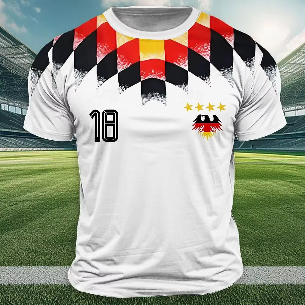 T-shirt imprimé drapeau national 2026 pour hommes, maillot de sport d'extérieur, haut décontracté à 