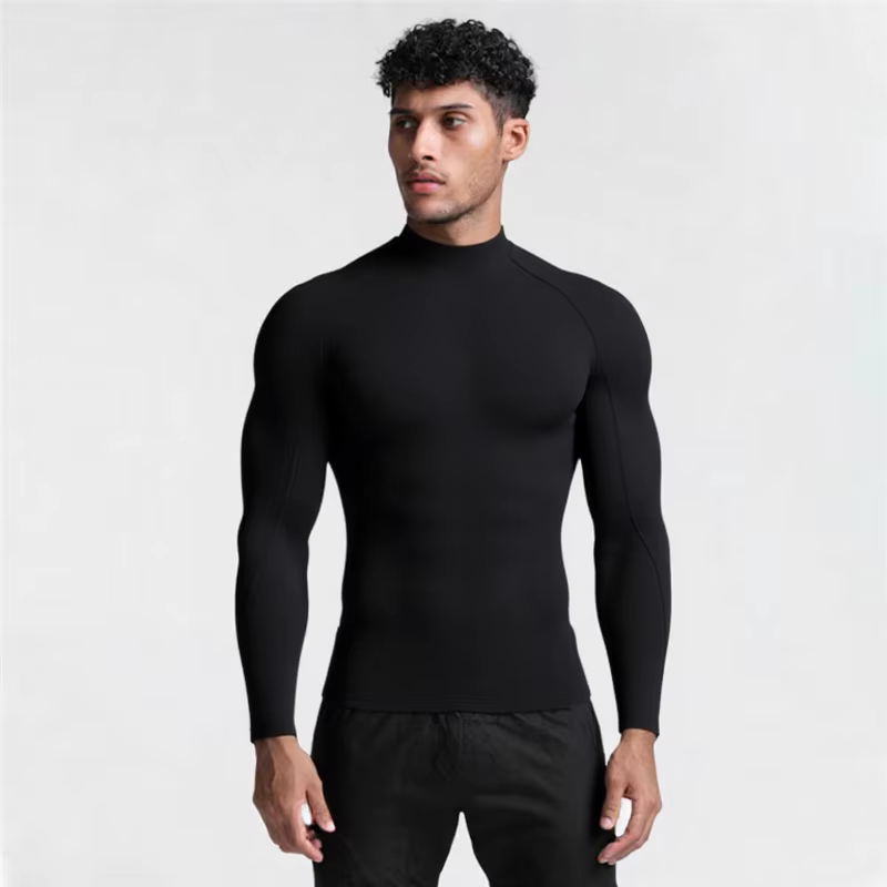 T-shirt col haut pour hommes T-shirt de sport de course haut de fitness T-shirt séchage rapide serré