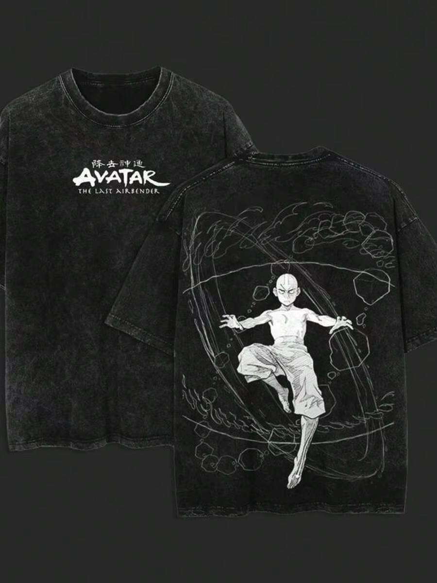 Aang graphique t-shirt Anime Avatar coton vêtements pour hommes femmes Vintage lavé T-shirts décontr