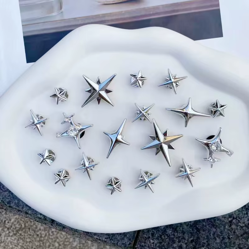 18 Accessoires de chaussures étoile argentée pour la mode DIY - Décorations amusantes et multifoncti