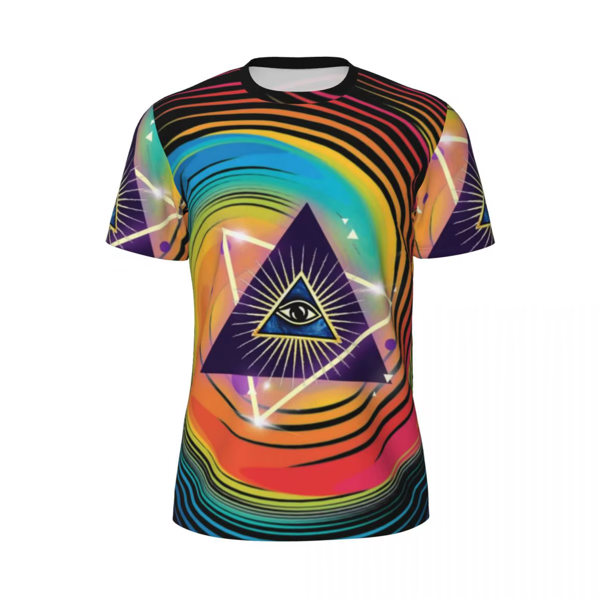 Triangle oeil t-shirt tout voir oeil dans les dimensions sans fin vêtements de sport t-shirts à manc