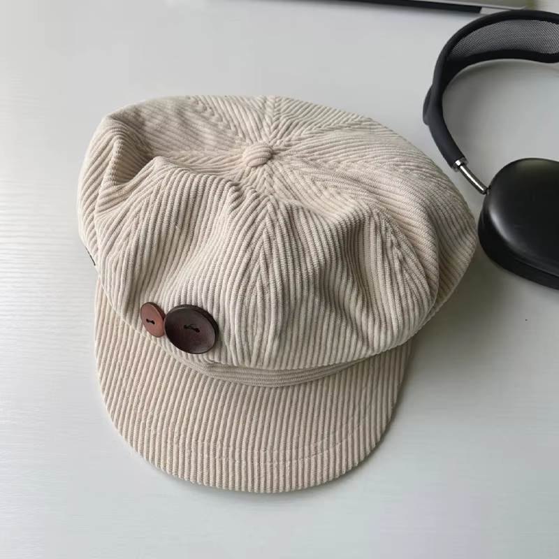 RICYGVM – casquette octogonale en velours côtelé pour femmes, chapeau d'artiste de peintre, casquett