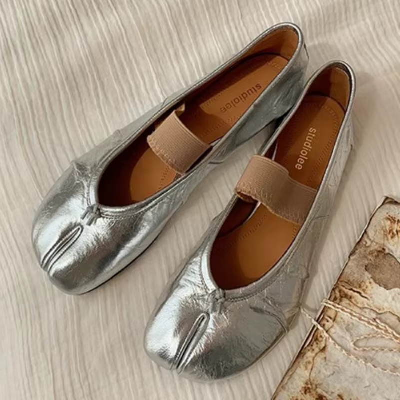 Rétro rond bout fendu plat sneaker chaussures de créateur femmes mocassins décontractés doux mocassi