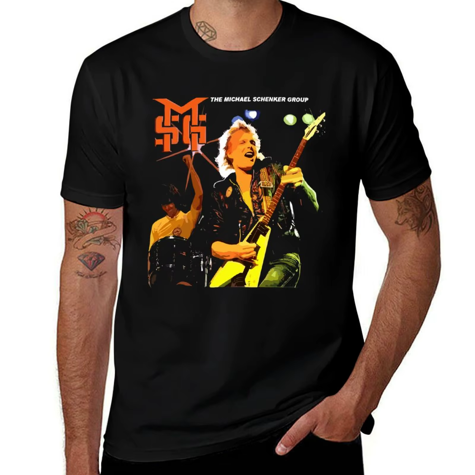 T-shirt graphique en coton Michael Schenker pour hommes, chemise graphique, vêtements de rue, musiqu