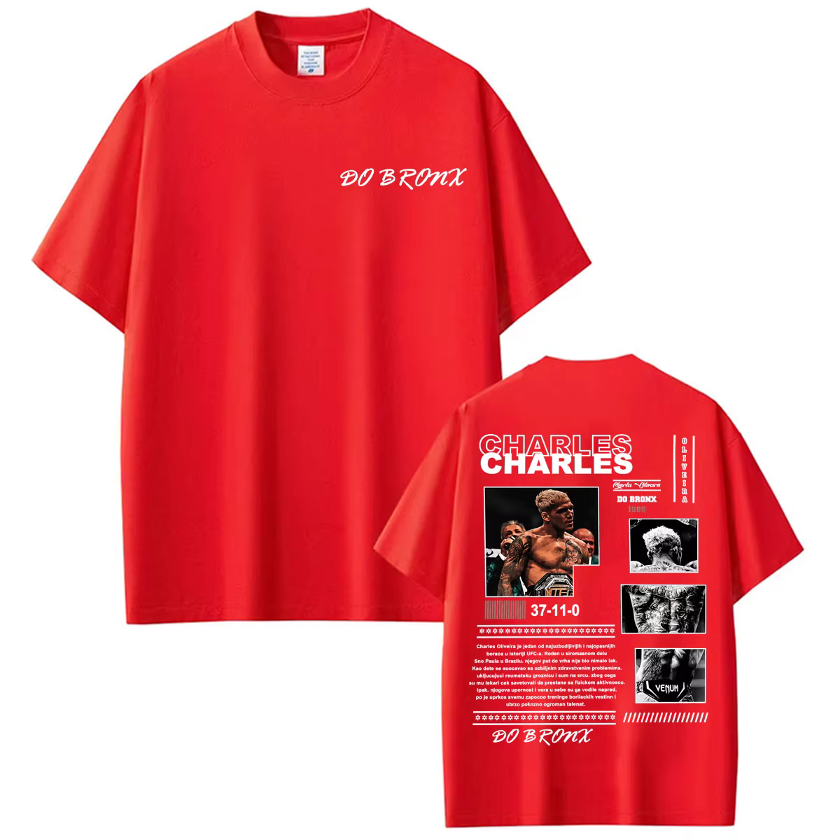 T-shirts imprimés Limited Charles Oliveira Do Bronx, vêtements pour hommes, mode streetwear classiqu