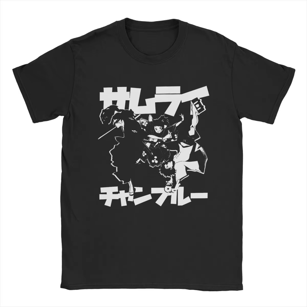 T-shirt à manches courtes et col rond pour homme, 100% coton, créatif, samouraï Champloo, 4XL, 5XL, 