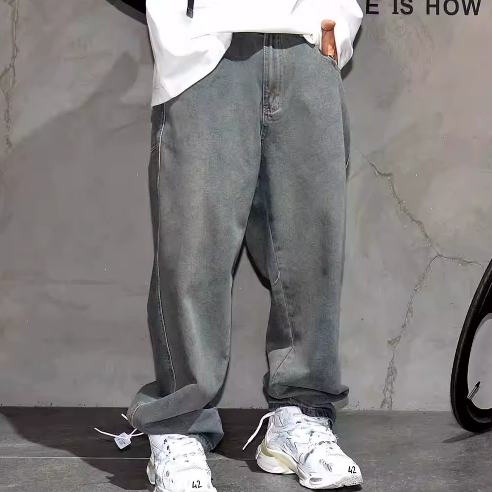 Jean Baggy en Denim Gris pour Homme, Streetwear Américain, Vêtements Vintage, DistMurcia, Harajuku, 