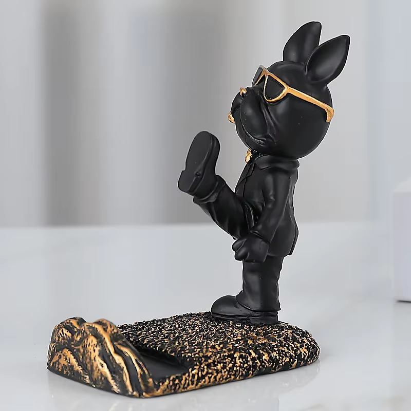 Statue de bouledogue français, décor de bureau, Sculptures de chien mignon, support de téléphone, Fi