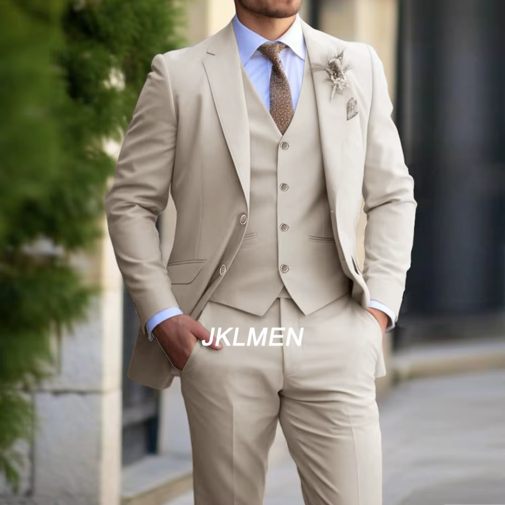 Costume classique pour hommes, 3 pièces, mode, Slim Fit, Blazer, gilet, pantalon, ensemble formel, B